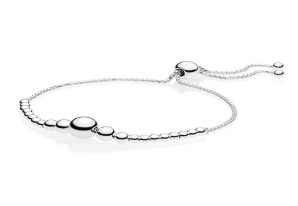 

new real 925 sterling silver bracelet string of beads sliding adjust bracelet bangle fit european women beads charm diy fashion je7869457, Black