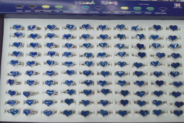

hearts mood ring emotion color changing adjustable rings 100pcslot2742769, Silver