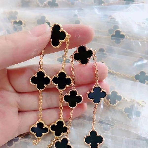 

four leaf clover bracelet natural shell gemstone gold plated 18k designer for woman t0p quality highest counter quality european size gift g, Golden;silver