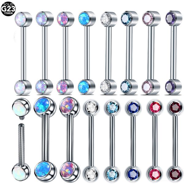 

labret lip piercing jewelry 10pcslot g23 double ball tongue ring internally threaded nipple straight barbells tragus helix ear cartilage pie, Black