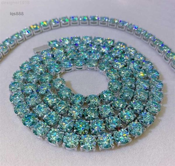 

hip hop sell factory direct sterling silver 925 white gold 65mm blue moissanite tennis chain4784944