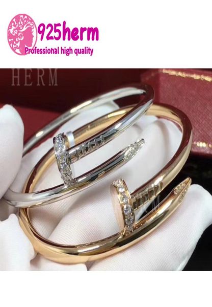

luxury screw nail bangle jewelry fashion 925 sterling silver female round hard bracelet classic star same style whole4719220, Black