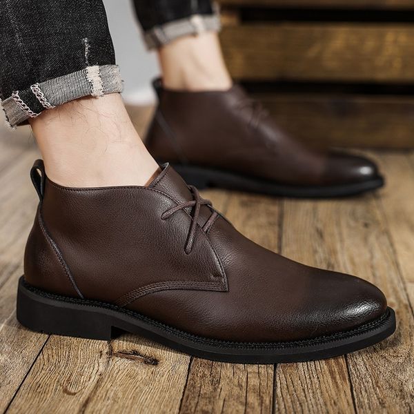 

boots mens casual business office formal dress chelsea boots shoes genuine leather boot black ankle botas hombre chaussure 230907