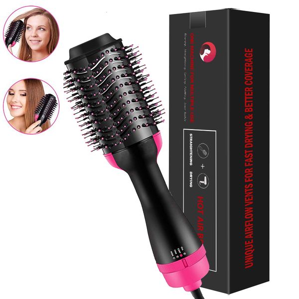 

1000W One-Step Hair Dryer & Volumizer: Rotating Hot Air Brush, Ionic Blowout Brush for Styg, Black