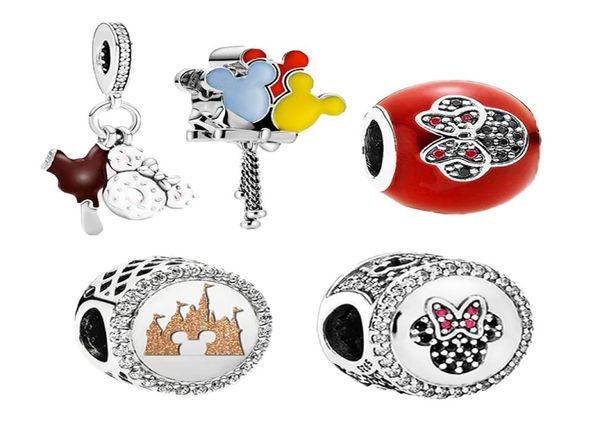 

925 sterling silver bead mouse charm sparkling cz fashion fit original chain bracelet charms jewelry diy making6071225, Golden;silver