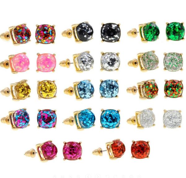 

inspired style opal glitter studs gold rainbow square charms stud earrings women fashion jewelry earings1835157, Golden;silver