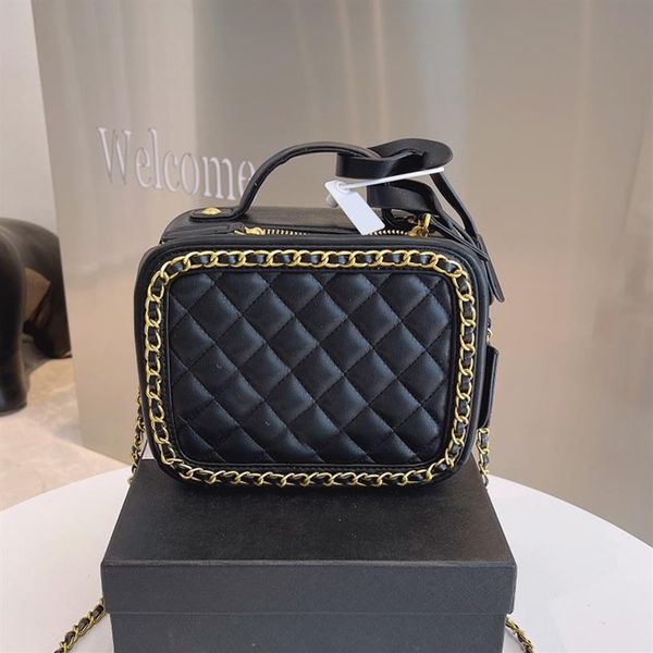 

classic handle totes crossbody shoulder bags quilted matelasse chain purse box vanity cosmetic case genuine leather luxury des338r