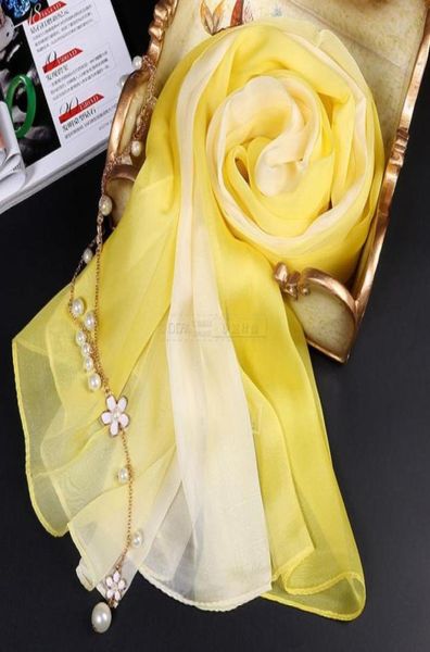 

100 pure silk scarf gradient color normal size012345683470447070520, Blue;gray