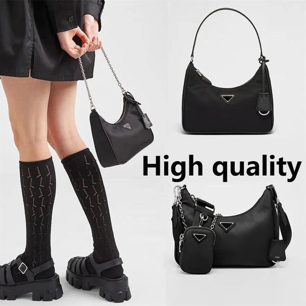 

designer bags shoulder bag hobo handbags underarm pouch women fashion three-piece set nylon fabric chains crossbody bags messenger2439