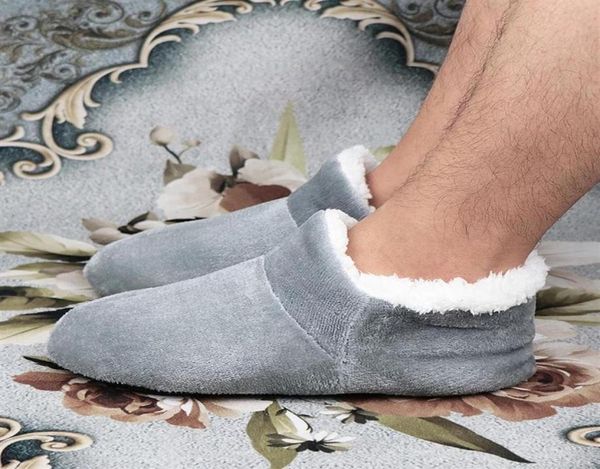 

house slippers male big size 48 winter slippers for men plush floor shoes soft warm socks slippers307b9679993, Black
