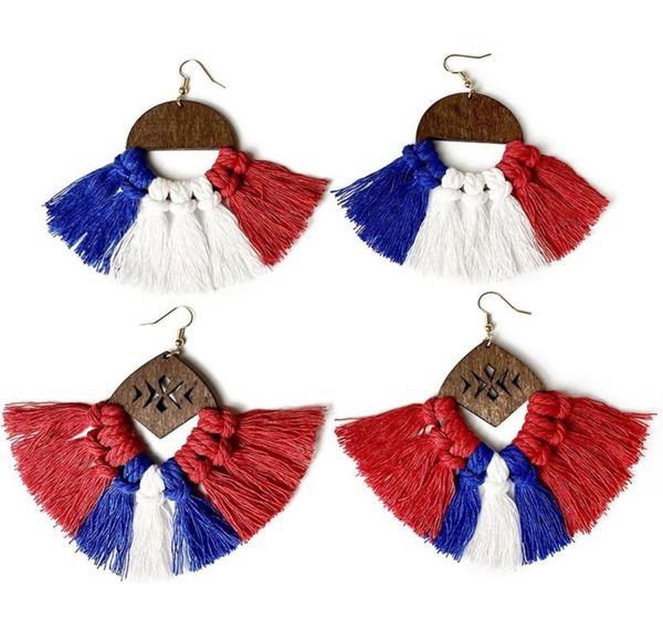 

dangle chandelier drop earrings trendy jewelry july 4th usa independence day unique simple retro cactus tassel macrame for party1923354, Silver