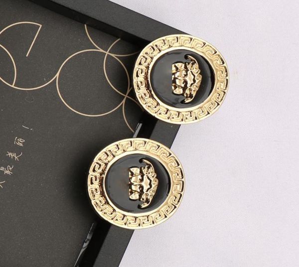 

designer women 18k gold plated earrings ear stud luxury brand designers geometric exaggerate classic wedding party jewerlry retro 8555704, Golden;silver