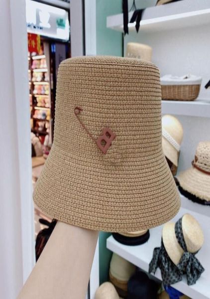 

8 colors ladies luxury design summer letter printing men and women handwoven straw hats highquality beach hats ladies outdoor su9481139, Blue;gray
