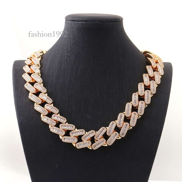 

hip hop miami cuban chain chain necklace sterling sier gold plated moissanite diamond cuban chain men's party jewelry, Silver