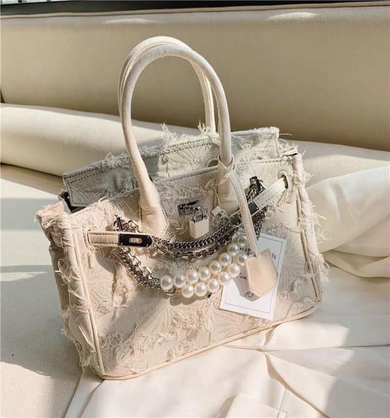 

fashion accessories handstitched denim birkin kelly tote bag5596321, Silver