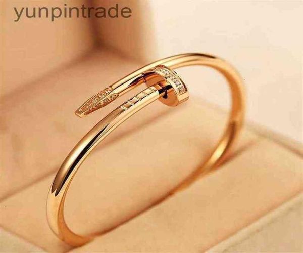 

juste a clou nail bracelet xury jewelry set auger lovers men and women 16 19 cm gold rose sier216w5826746, Black