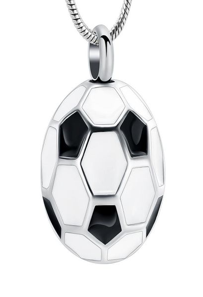 

ijd10749 stainless steel soccer ball cremation charm urn pendant hold human ashesblackwhite enmael football memorial jewelry9730768, Silver