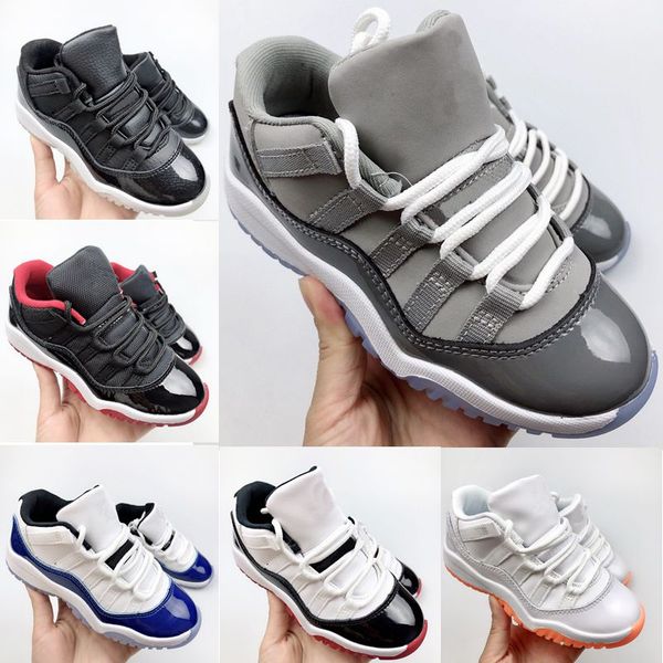 

cherry 11s kids shoes cool grey 11 xi sneaker concord space jam metallic silver pink snakeskin bred legend blue 72-10 children boys girls to, Black