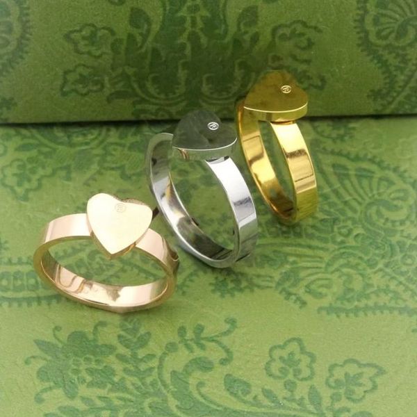 

simple heart love ring luxury brand stainless steel couple rings fashion women designer jewelry wholesale, Silver