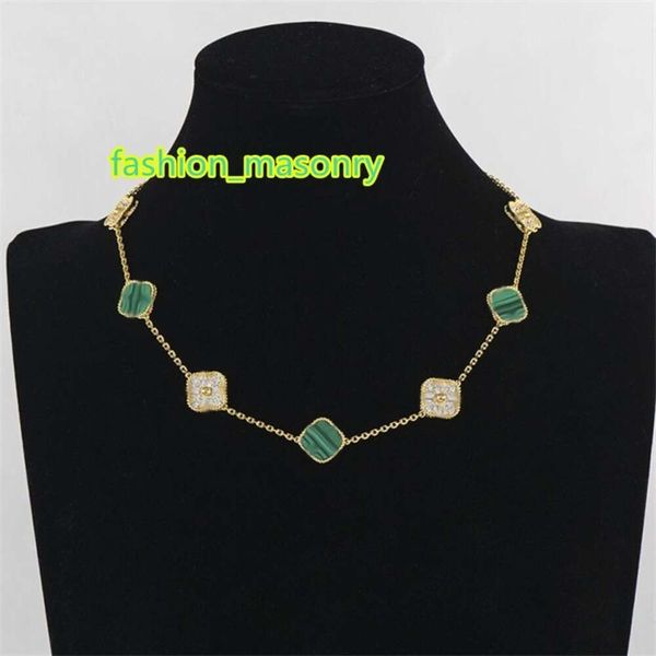 

designer necklace van clover necklace gold pendant 10 four leaf diamond luxury classic necklaces for womens long chain jewellery titanium si, Silver