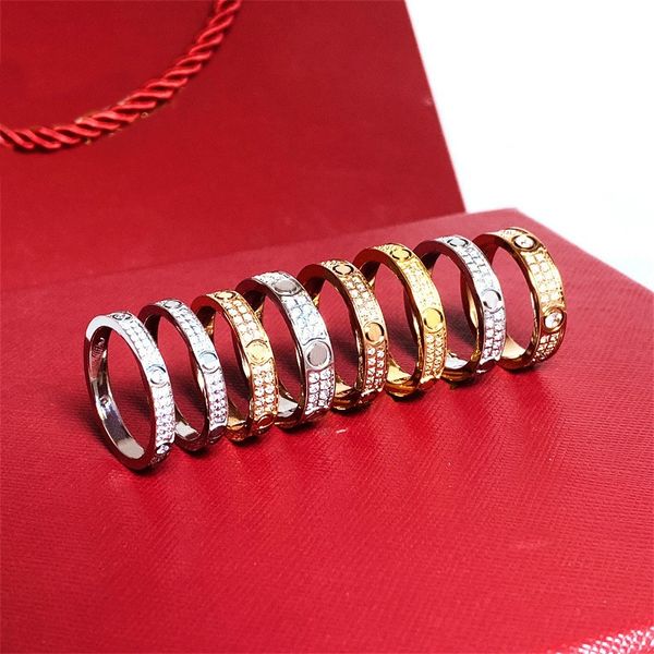 

mens fashion ring luxury rings love rng gold diamond screw stainless steel titanium zircon jewelry gifts for women designer accessories whol, Silver