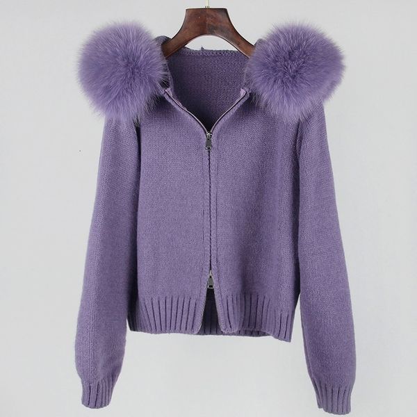 

womens knits tees lady knitted winter sweater fashion fur collar hooded coats lady soft warm autumn hoodie yw5701 230906, White