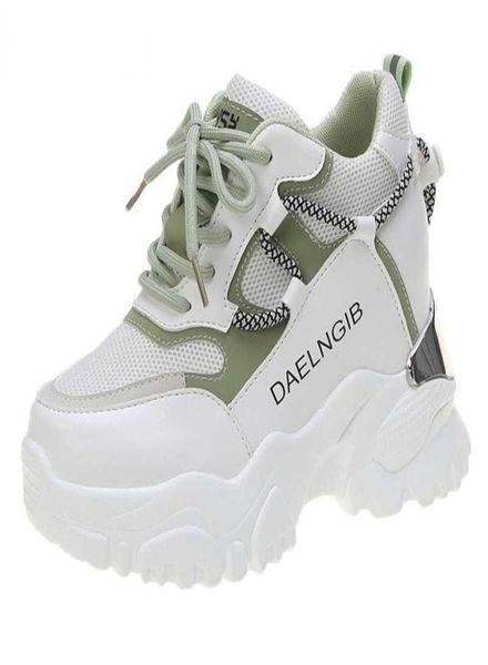 

women chunky sneakers vulcanize shoes 95cm high heels fashion 2021 autumn female platform thick sole running casual shoe woman y03269946, Black