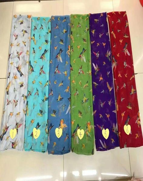 

new fashion cute humming bird print scarf women animal pattern wrap shawls scarves hijab 3 color whole 10pcslot4230636, Blue;gray