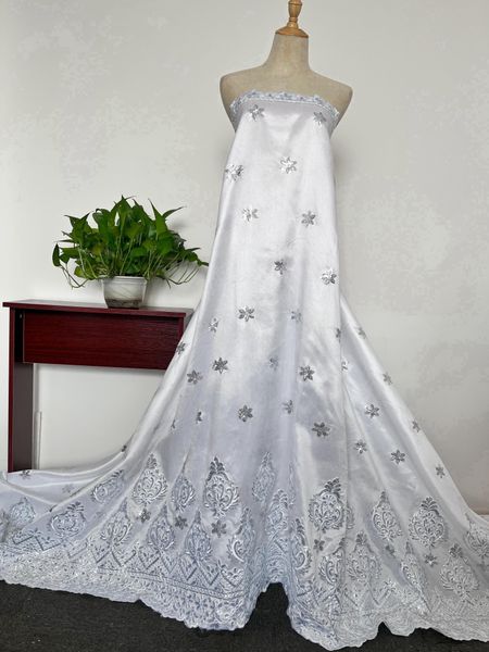 

KY-3012 White George Lace Fabric African on Sale 2023 High Quality Sewing Craft Silk Wedding Dresses for Women Occasion Party Nigerian New Arrivals Autumn
