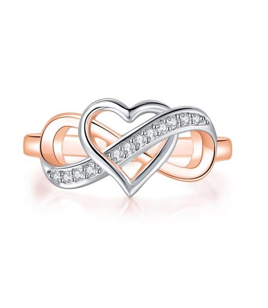 

accessories fashion jewelry couple infinity love rings for women ladies jewellery double color dainty wedding engagement gift prom1042054, Golden;silver