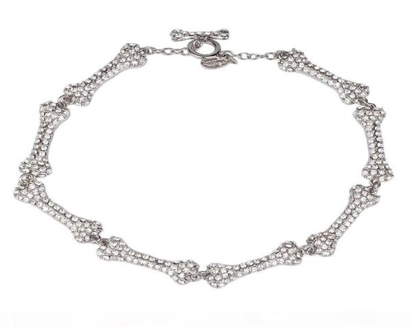 

eightsection bone necklace full of diamonds flashing diamonds fivesection bone saturn necklace european and american punk8563883, Silver