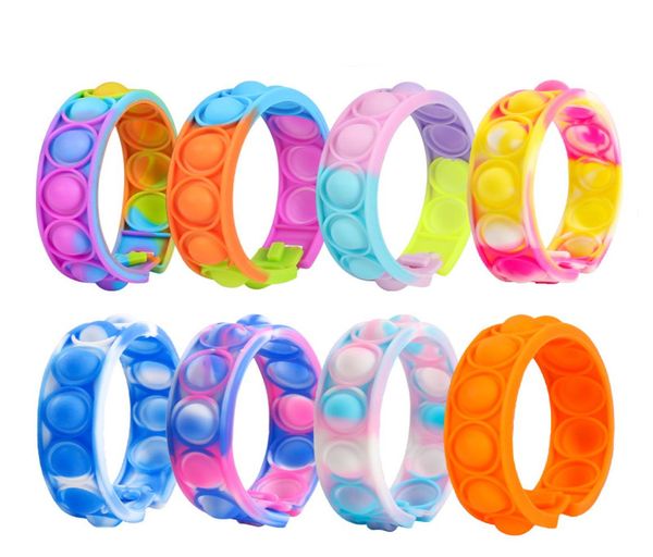 

stock bracelet reliver stress toys rainbow bubble push it antistress toy children sensory to relieve autism wristband5119443, Golden;silver