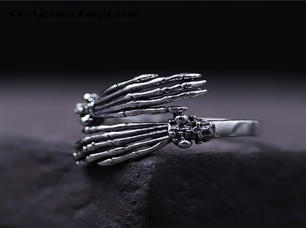 

925 sterling silver ring vintage punk skulls hand charm boho minimalism birthday gift haut femme anillos rings for women jewelry5170314