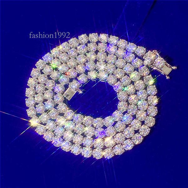 

10k real gold men fine jewelry 6mm 18 " 20" 22" 24" chain vvs moissanite tennis necklace, Silver
