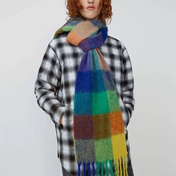 

scarves winter plaid cashmere scarf fashion shawl colored chequered scarves warm students' necks and thicker bufanda invierno mujer 230, Blue;gray