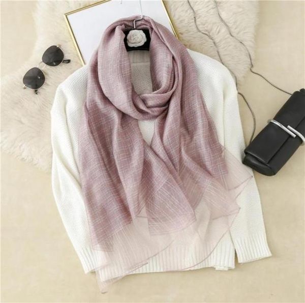 

plaid silk and wool scarf floral lady headband scarves shawl wraps bandana hijab big size beach foulard femme2243920, Blue;gray