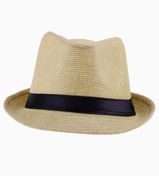 

vintage panama straw hat beige men fedora summer stingy brim cap fit beach travel zds42360759, Blue;gray