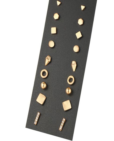 

designer metal earrings fashion jewelry simple wind 9 pairs of earrings black card sets earrings whole6448416, Golden;silver