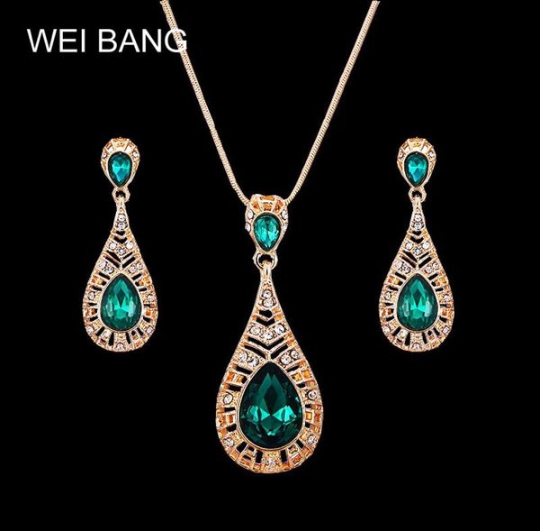

earrings necklace 2021 fashion gold color jewelry dubai bride wedding quality green rhinestone jewlery set drop3439049, Silver
