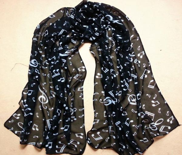 

stylish female scarf with musical note print summer spring soft chiffon shawl women neck wrap3296461, Blue;gray