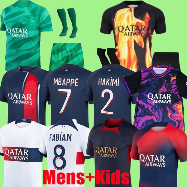 

maillot de foot soccer jerseys 23 24 2023 2024 mbappe hakimi shirt men kids hommes enfants verratti marquinhos kimpembe fourth ramos psgs je, Black;yellow