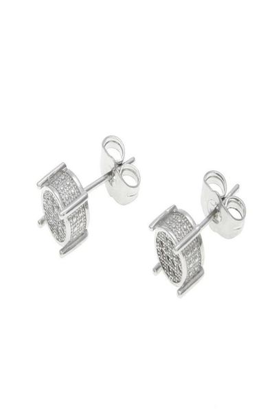 

mens hip hop stud earrings jewelry fashion gold silver zircon round earring for men1520149, Golden;silver