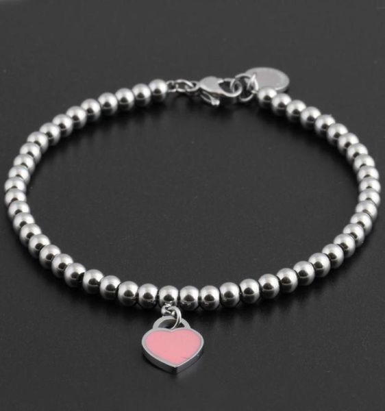 

2022 famous brand titanium steel bracelets classic jewelry heart charms bracelet for women charm beads bracelet pulseiras jewelry7599597, Golden;silver
