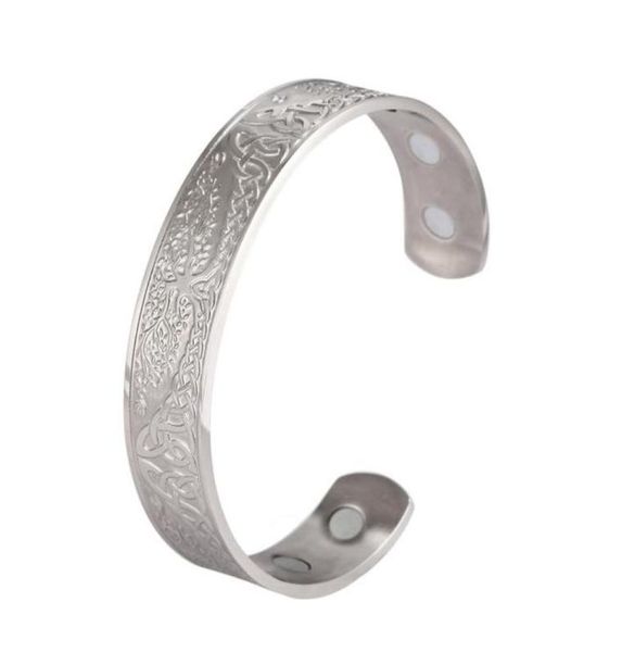 

ssb123104 fashion design vintage stainless steel tree bangle bracelet knot shape silver color cuff bracelet men viking jewelry who3621205, Golden;silver