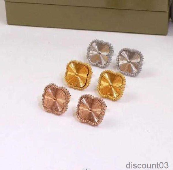 

designer earrings luxury luxury designer stud earrings four-leaf clover womens fashion 18k gold earring jewelry, Golden;silver