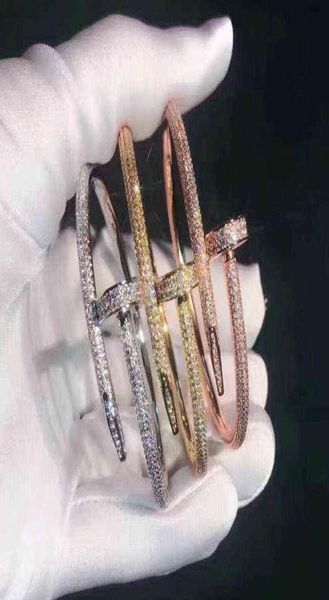 

nail bracelets women 18k gold plated love bangle full diamond bracelet jewelry for lover gift 165cm no box8357413, Black