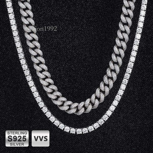 

Krkc Custom Sterling Sier 18 K White Gold Vvs Moissanite Jewelry Chain Men Women Princess Cut Diamond Moissanite Necklace