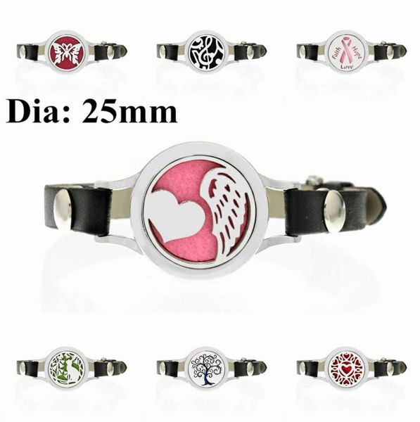 

25mm heart and wing essential oil diffuser bracelet pu leather aromatherapy bracelet 10pads5393946, Golden;silver