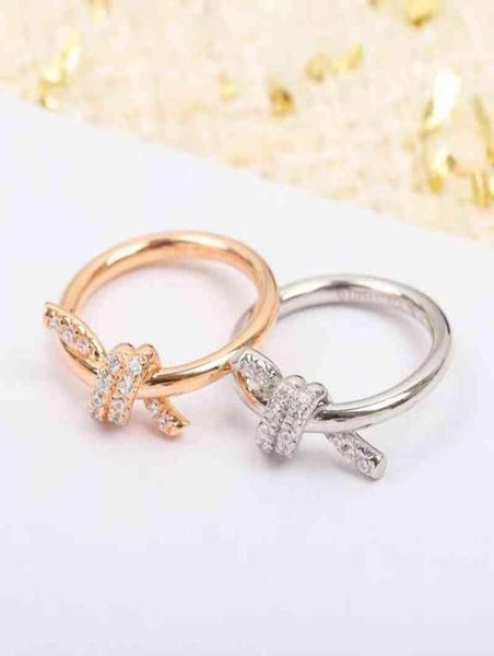 

new knotting ring female t sterling silver plated 18k gold ed rope ring style straight aa2204201752974