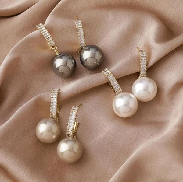 

dangle chandelier fashion bohemian golden round pearl korean white crystal drop earrings for womenwedding jewelry gift2291049, Silver